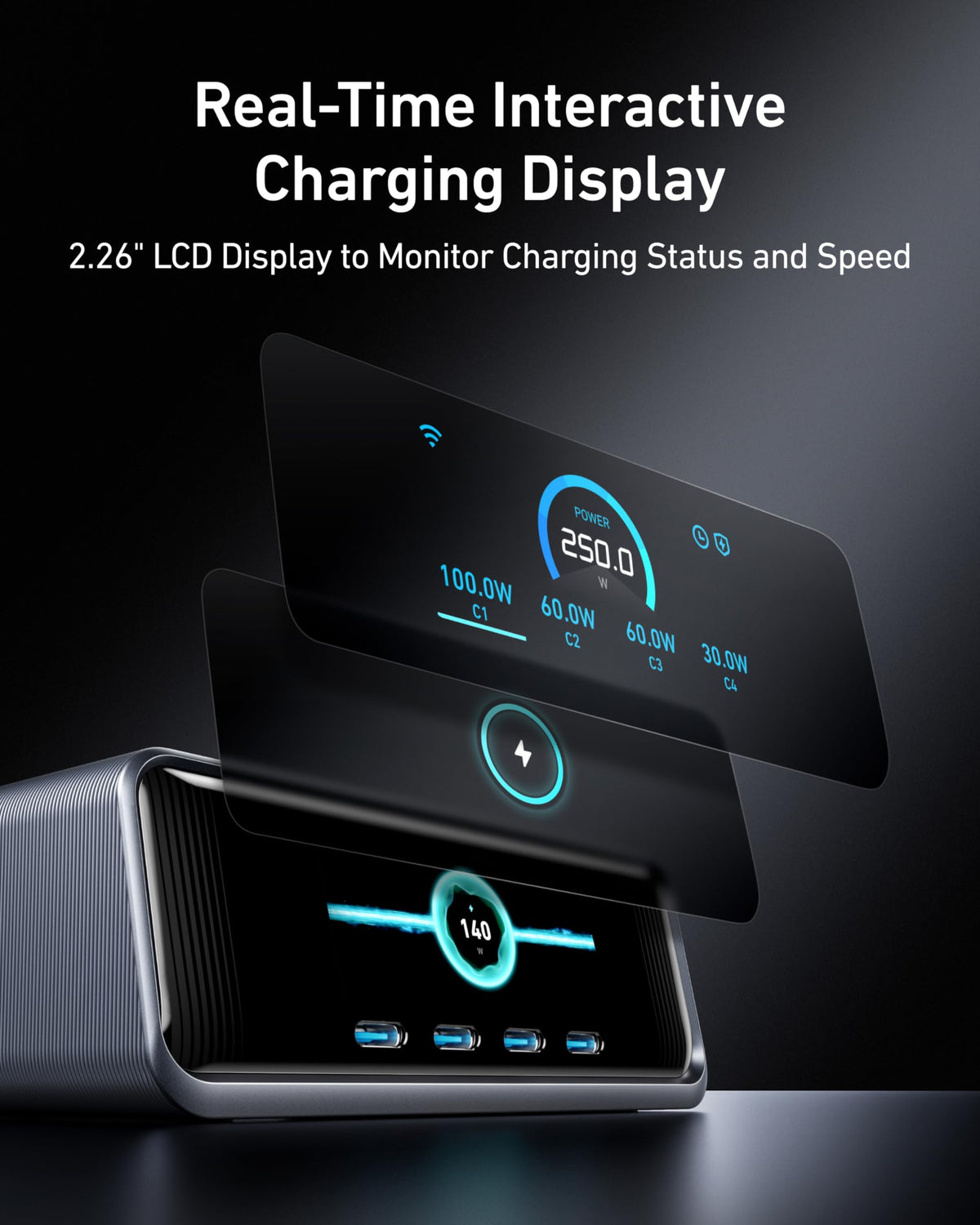 Anker Prime Charging Station, 250W 6-Port GaN USB C Charger