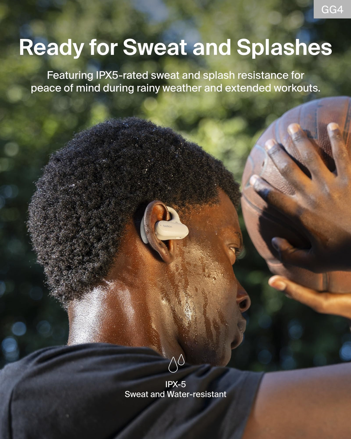 Belkin SoundForm ClearFit Open-Ear Headphones, lightweight wireless earphones with ENC, Bluetooth earbuds with ear hooks, clear calls, 26H playtime, IPX5 running and gym headphones for sports - Sand