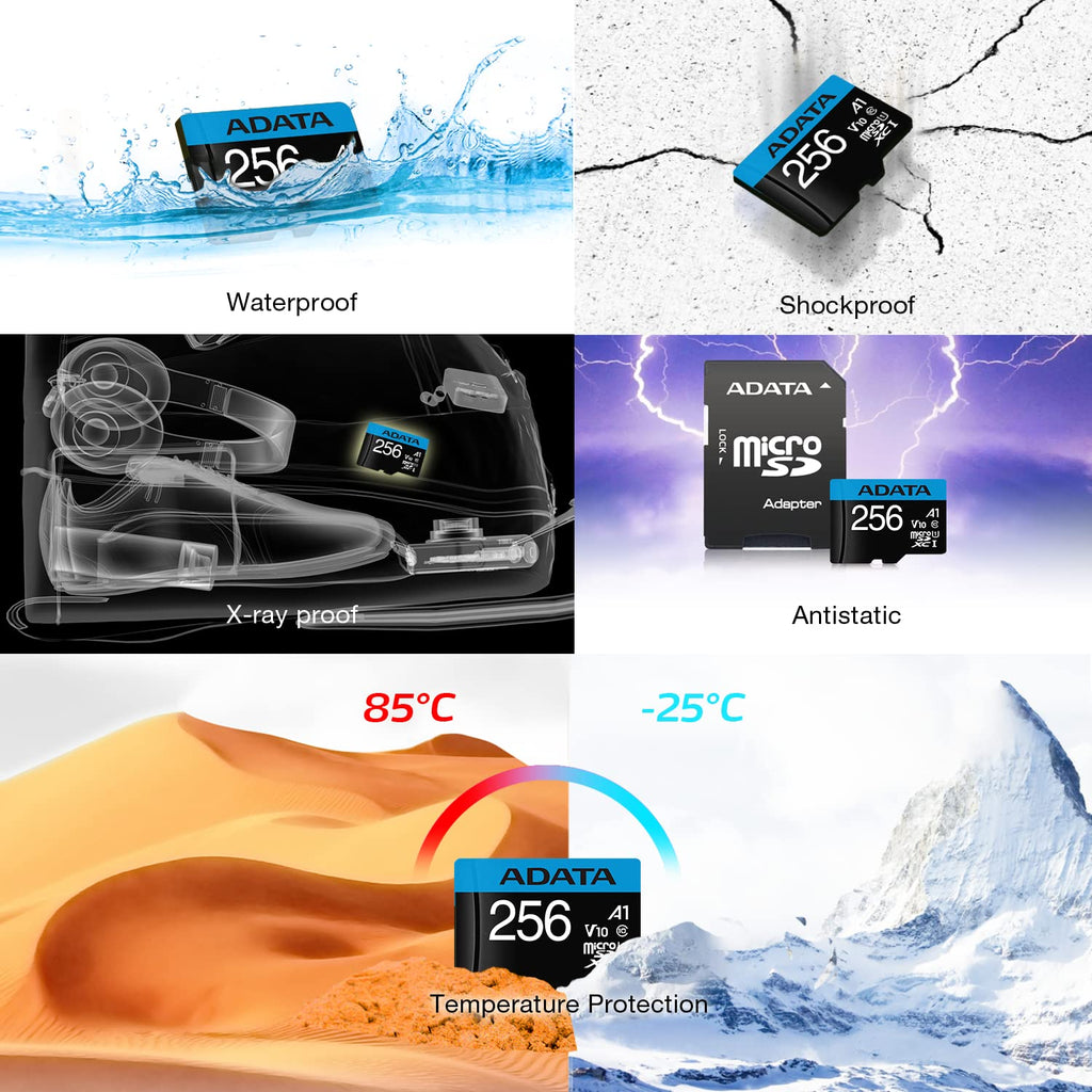 ADATA Premier 256GB MicroSDXC Class 10 UHS-I Flash Memory, Black